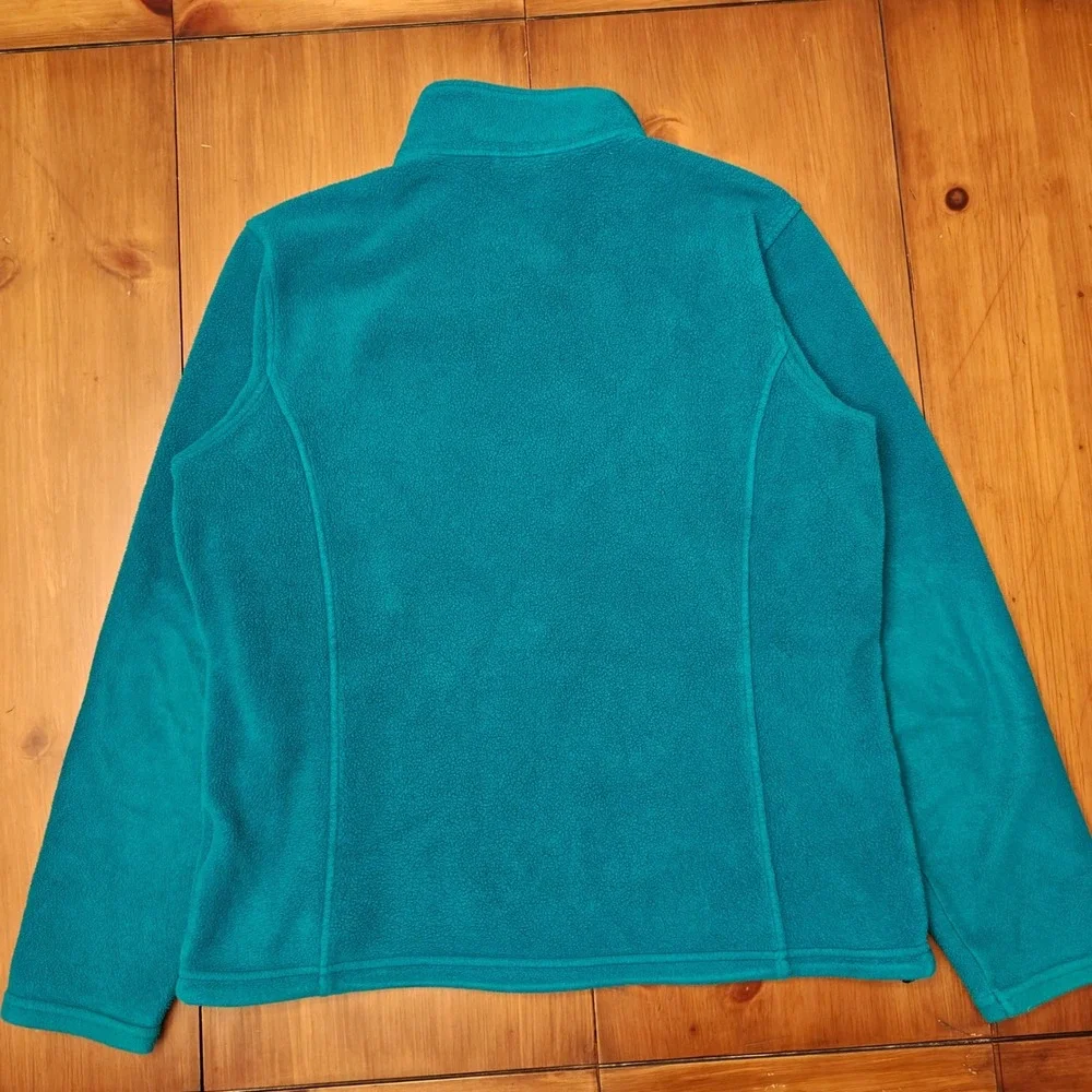 L.L. Bean Teal Fleece Full Zip Jacket Womens Large Gorpcore Outdoors Casual Cozy